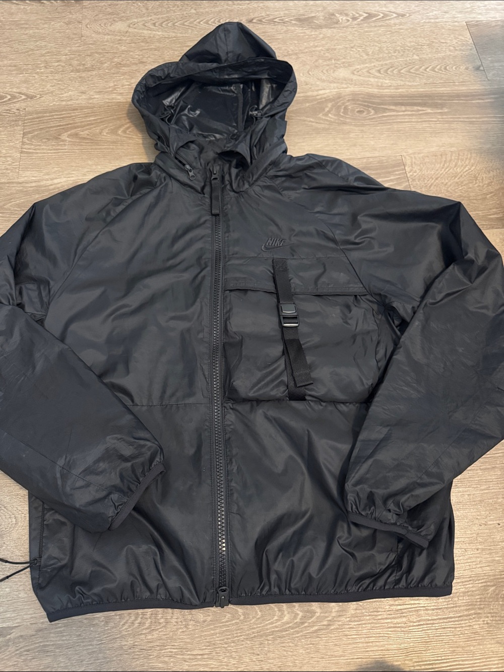 Nike Black Hooded Packable Windbreaker Jacket